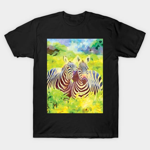 Couple Zebra in the Jungle T-Shirt by Aziz